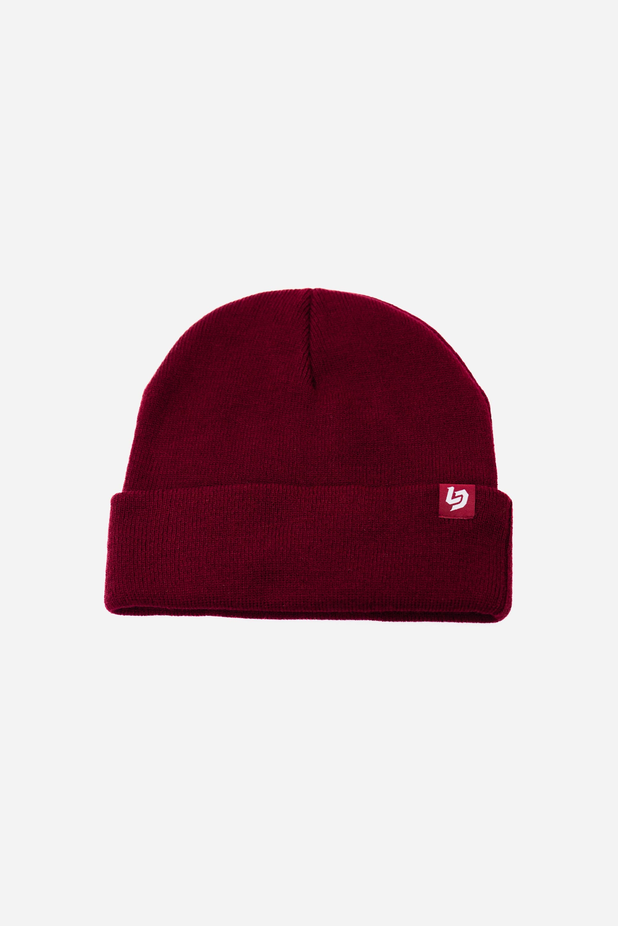 Locked Down Brands Cuff Tag Beanie - Maroon | Front View