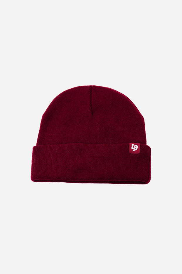 Locked Down Brands Cuff Tag Beanie - Maroon | Front View