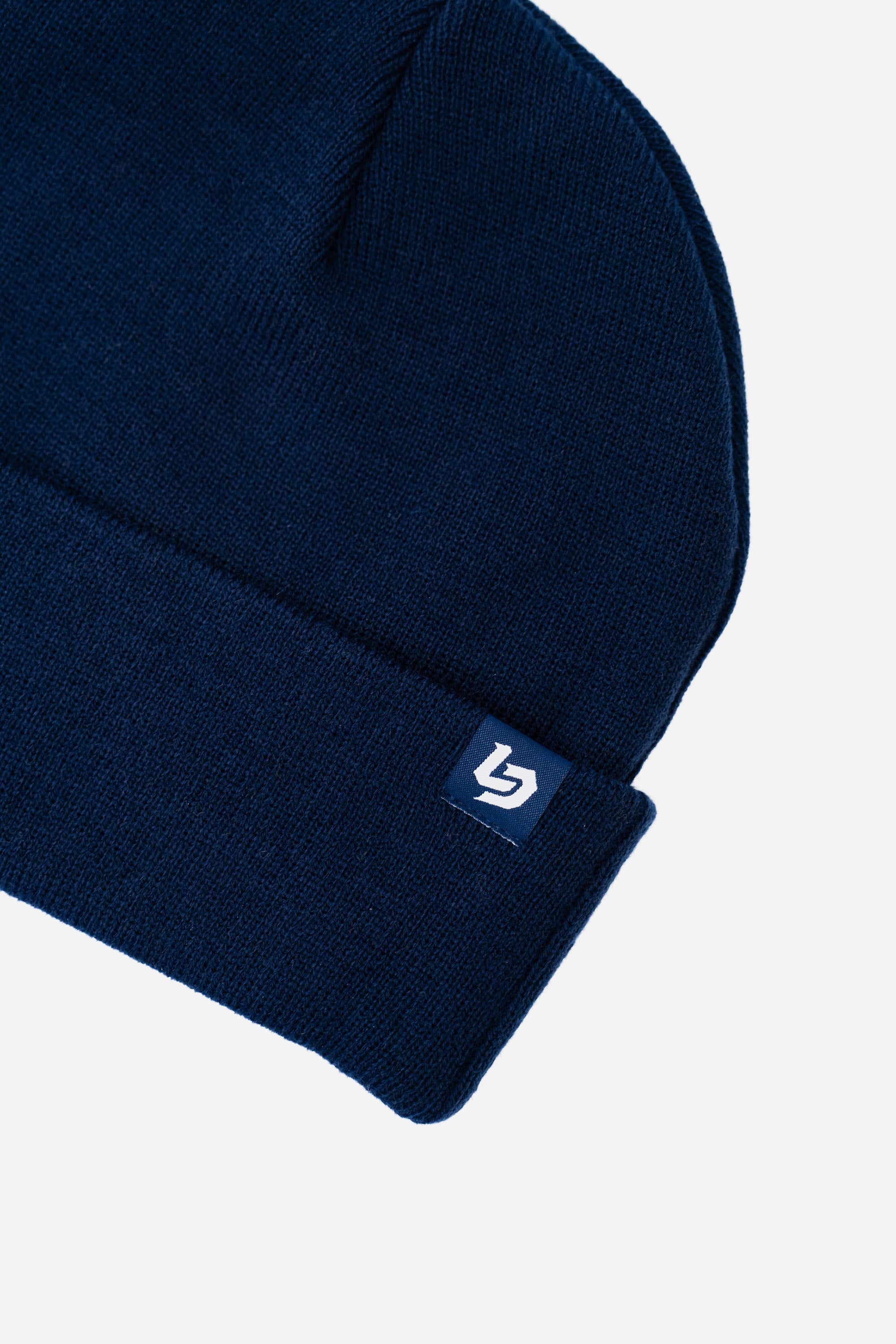 Locked Down Brands Cuff Tag Beanie - Navy | Close View