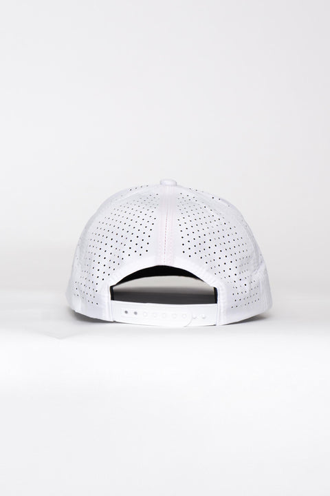 Locked Down Brands Premium Water Resistant ICON Track Snapback - White | Back View
