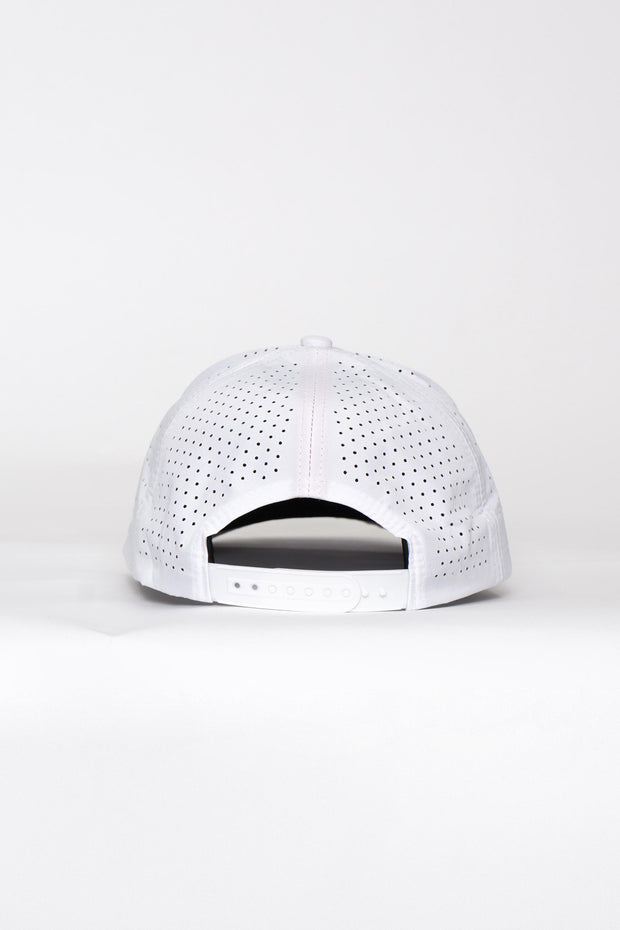 Locked Down Brands Premium Water Resistant ICON Track Snapback - White | Back View