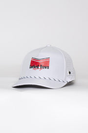 Locked Down Brands Premium Water Resistant ICON Track Snapback - White | Main View
