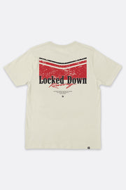 Locked Down Brands Premium Cotton Track T-Shirt - Off White | Back Render View