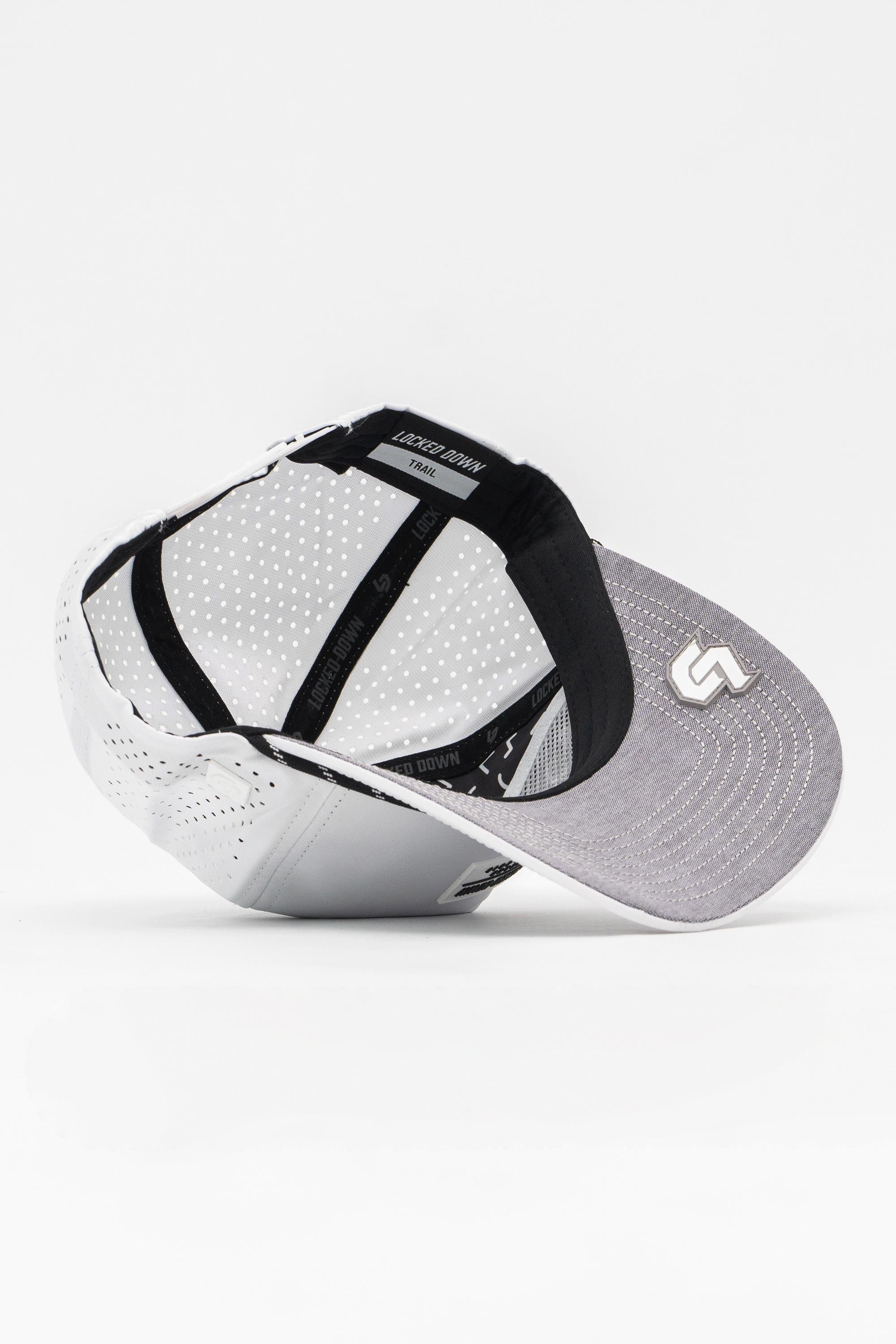 Locked Down Brands Premium Water Resistant TRAIL Block Snapback - White