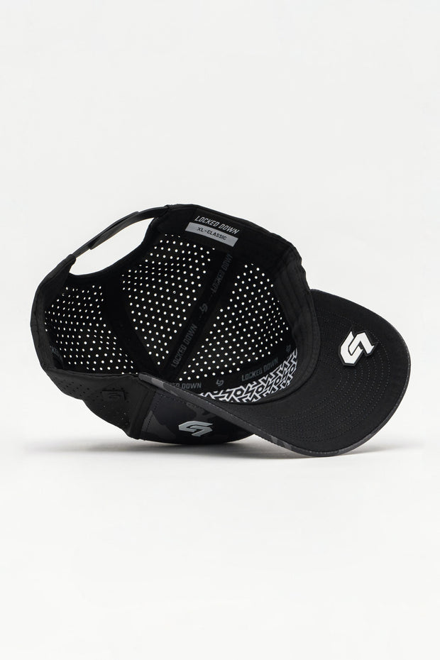 Locked Down Brands Premium Water Resistant CLASSIC Brand Snapback - Black Camo