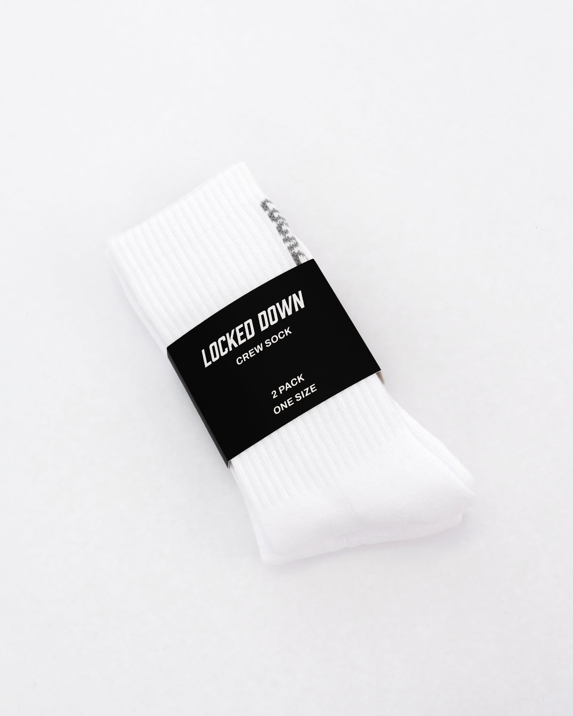 Locked Down Brands Crew Socks - White