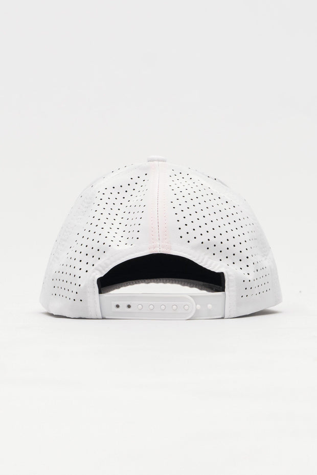 Locked Down Brands Premium Water Resistant ICON Track Snapback - White