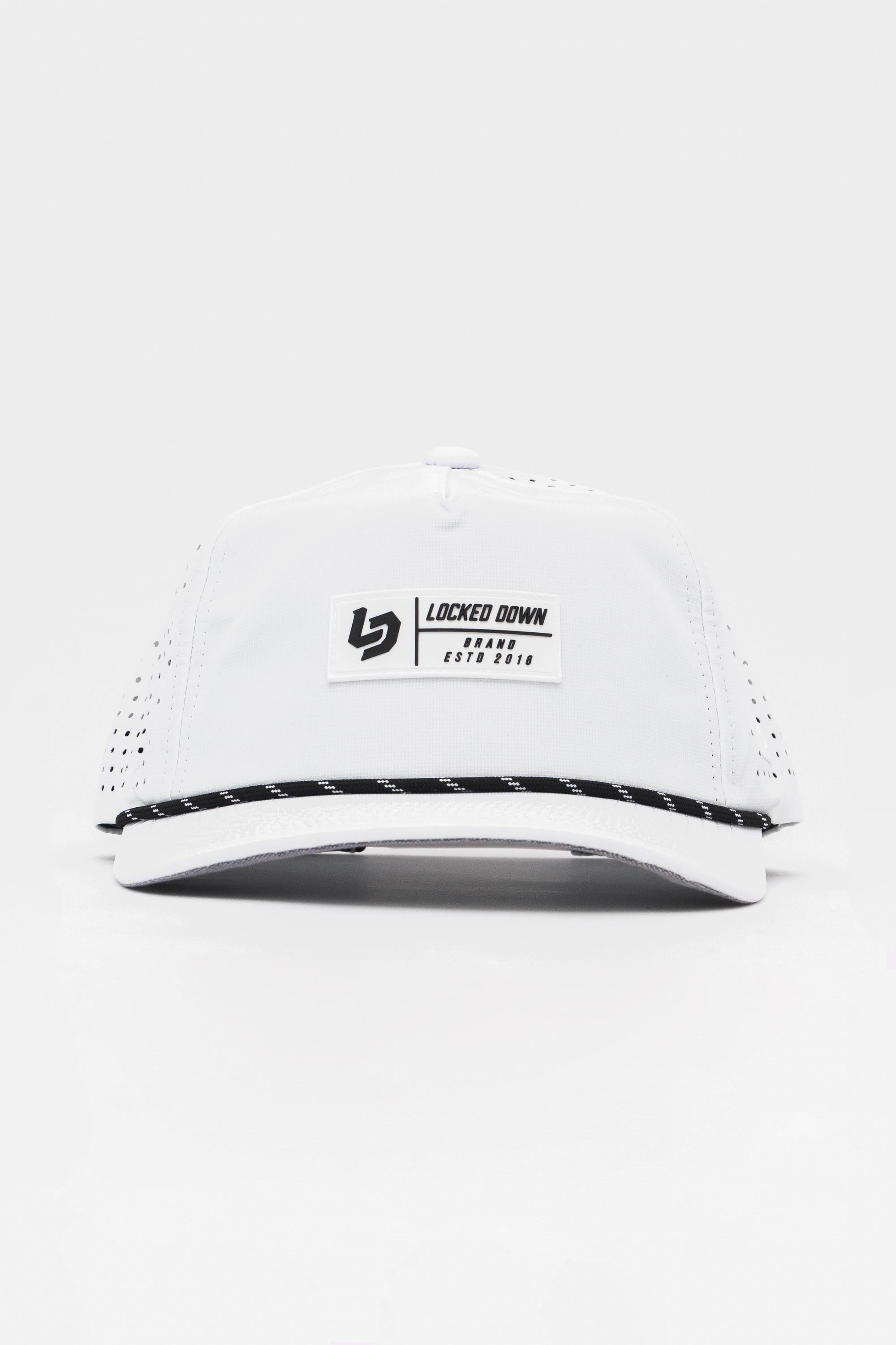 Locked Down Brands Premium Water Resistant TRAIL Block Snapback - White