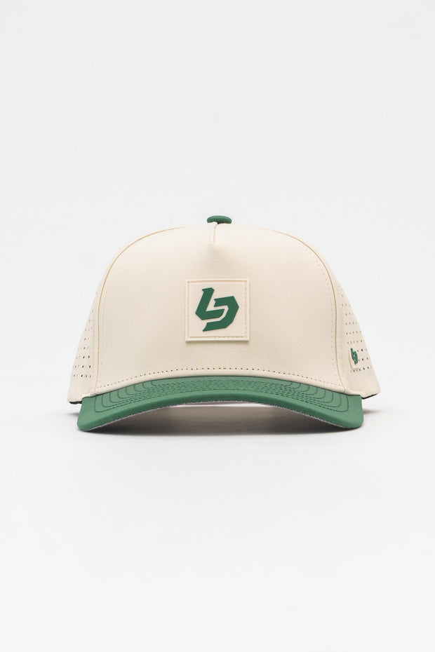 Locked Down Brands Premium Water Resistant ICON LD Snapback - Cream/Green