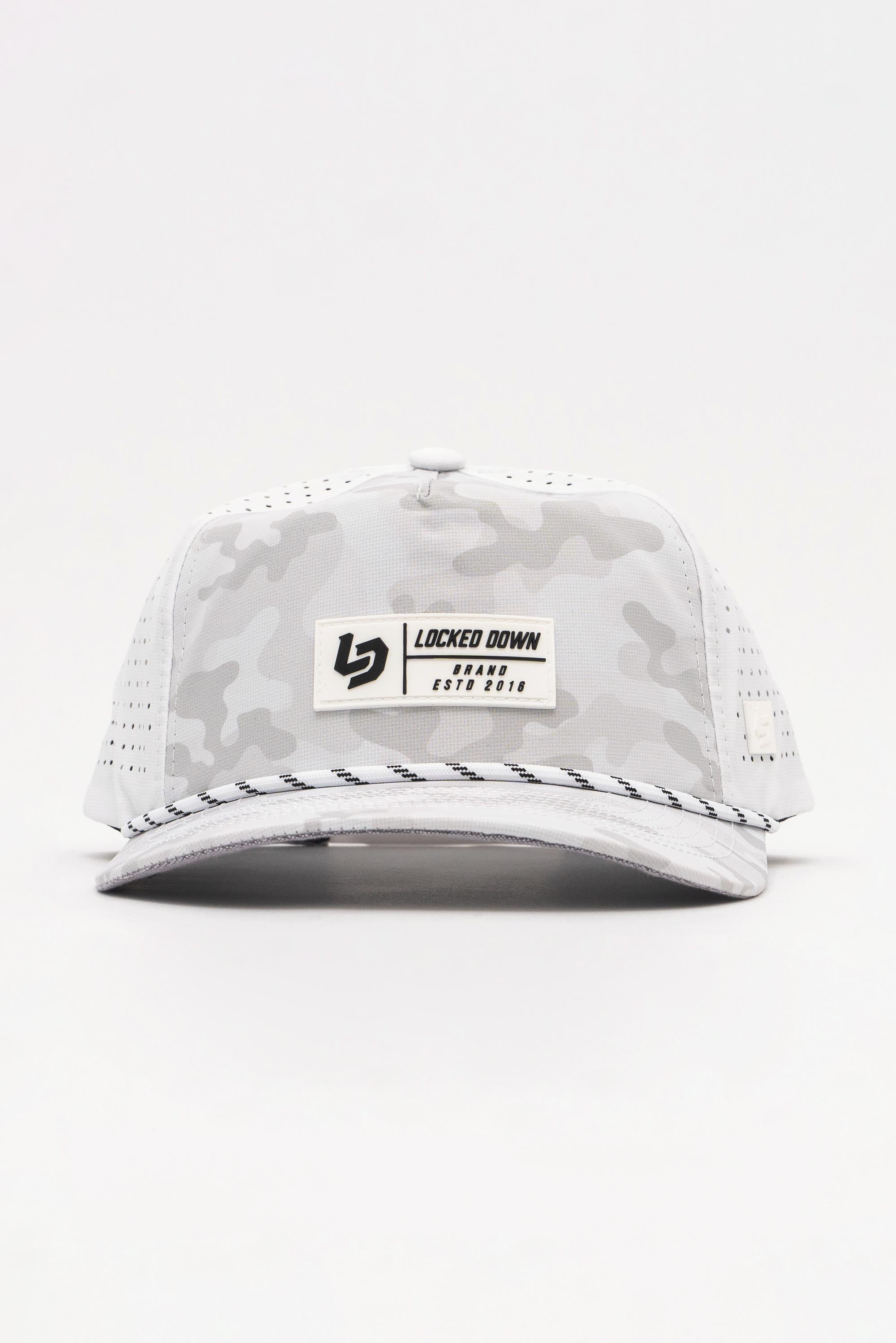 Locked Down Brands Premium Water Resistant TRAIL Block Snapback - Snow Camo