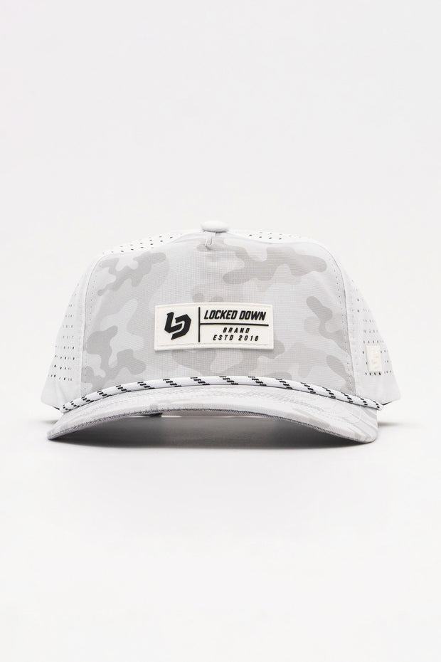 Locked Down Brands Premium Water Resistant TRAIL Block Snapback - Snow Camo