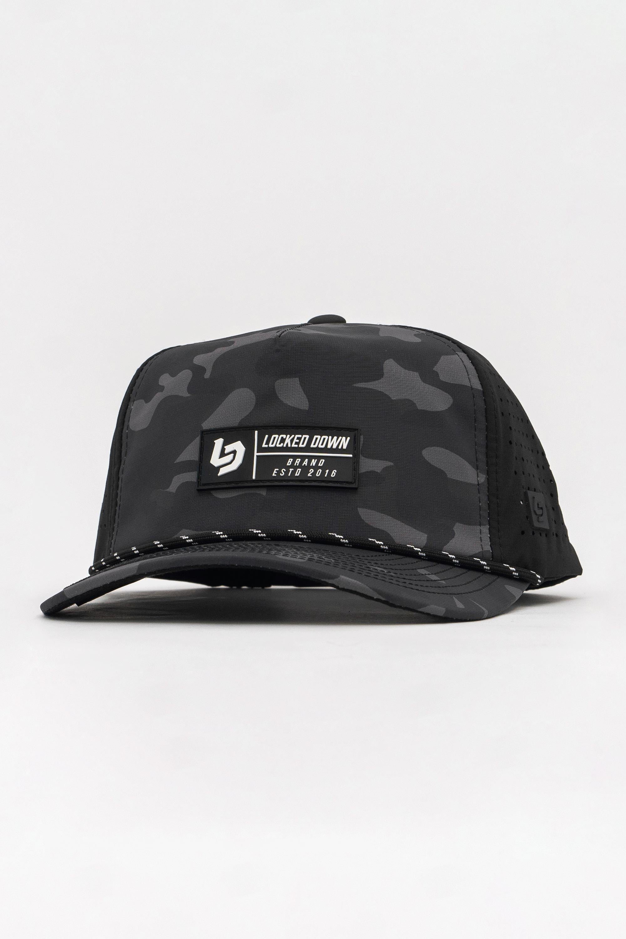 Locked Down Brands Premium Water Resistant TRAIL Bock Snapback - Black Camo