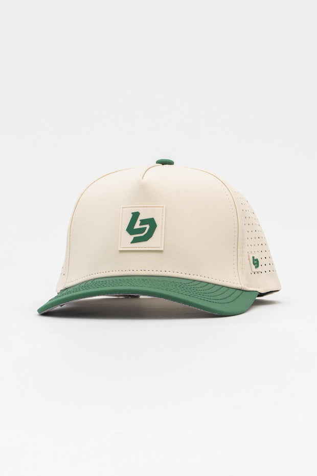 Locked Down Brands Premium Water Resistant ICON LD Snapback - Cream/Green