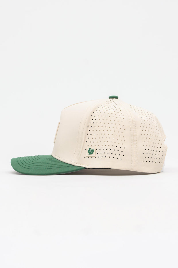 Locked Down Brands Premium Water Resistant ICON LD Snapback - Cream/Green