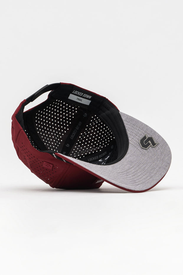 Locked Down Brands Premium Water Resistant TRAIL Block Snapback - Maroon