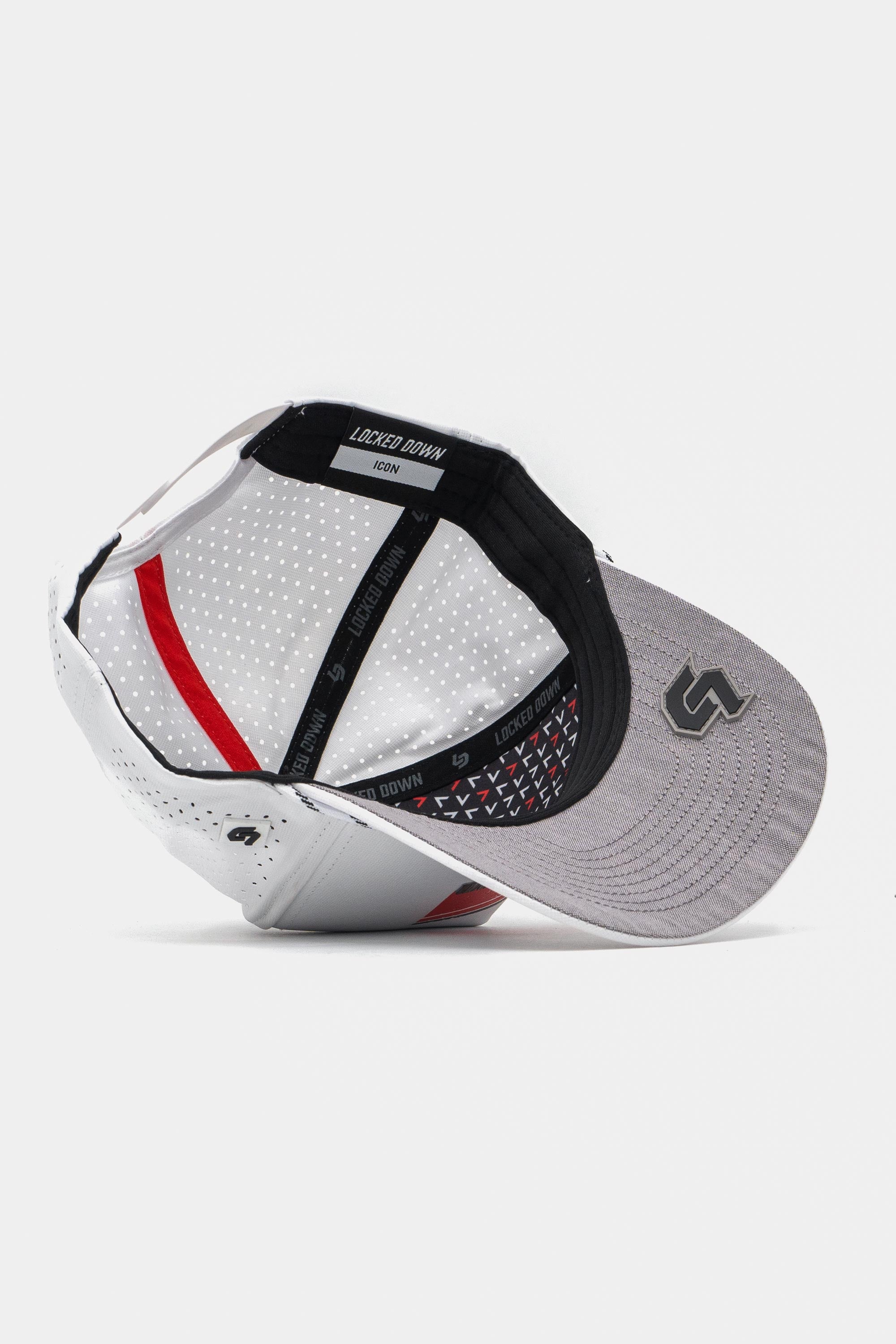 Locked Down Brands Premium Water Resistant ICON Track Snapback - White