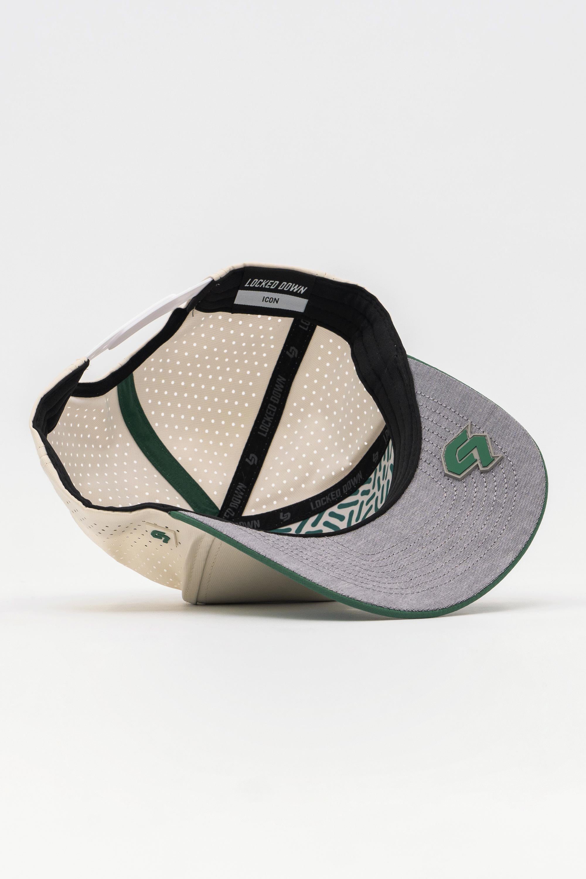 Locked Down Brands Premium Water Resistant ICON LD Snapback - Cream/Green