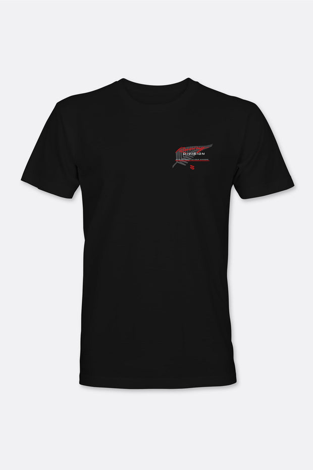 Locked Down Brands Premium Cotton Bathurst 12 Hour T-Shirt in Collaboration with Earl Bamber Motorsport - Black | Front View Render