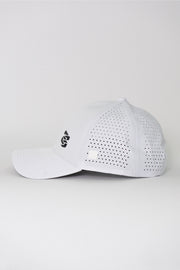 Locked Down Brands Premium Water Resistant CLASSIC Snapback in Collaboration with Earl Bamber Motorsport - White | Side View