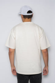 Locked Down Brands Premium Cotton HM Racing Oversized T-Shirt in Collaboration with Hunter McElrea - Off White | Back View