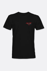 Locked Down Brands Premium Cotton Racing Division T-Shirt in Collaboration with Earl Bamber Motorsport - Black | Front View Render
