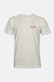 Locked Down Brands Premium Cotton Racing Division T-Shirt in Collaboration with Earl Bamber Motorsport - Off White | Front View Render