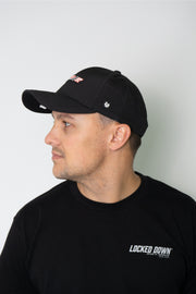 Locked Down Brands Premium Water Resistant CLASSIC Snapback in Collaboration with Shane Van Gisbergen, United Truck Parts NZ - Black | Wearing View